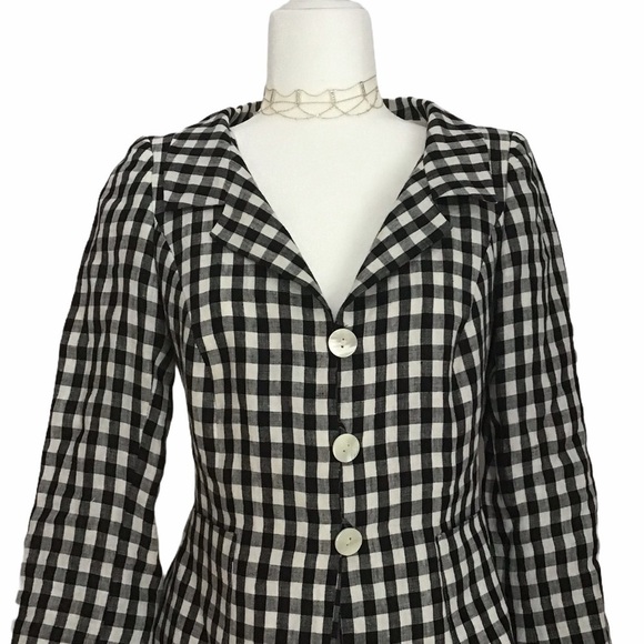 Botondi Milano Checkered Linen Blazer Jacket - Picture 3 of 11